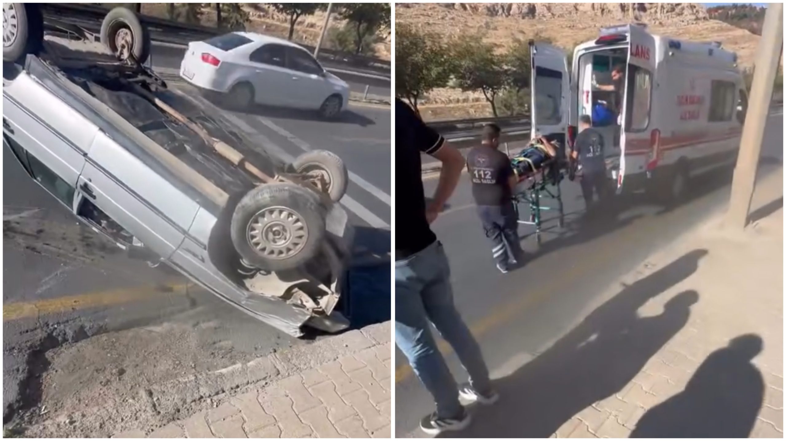 AKABE YOKUŞUNDA YİNE KAZA! OTOMOBİL TAKLA ATTI, SÜRÜCÜ YARALANDI