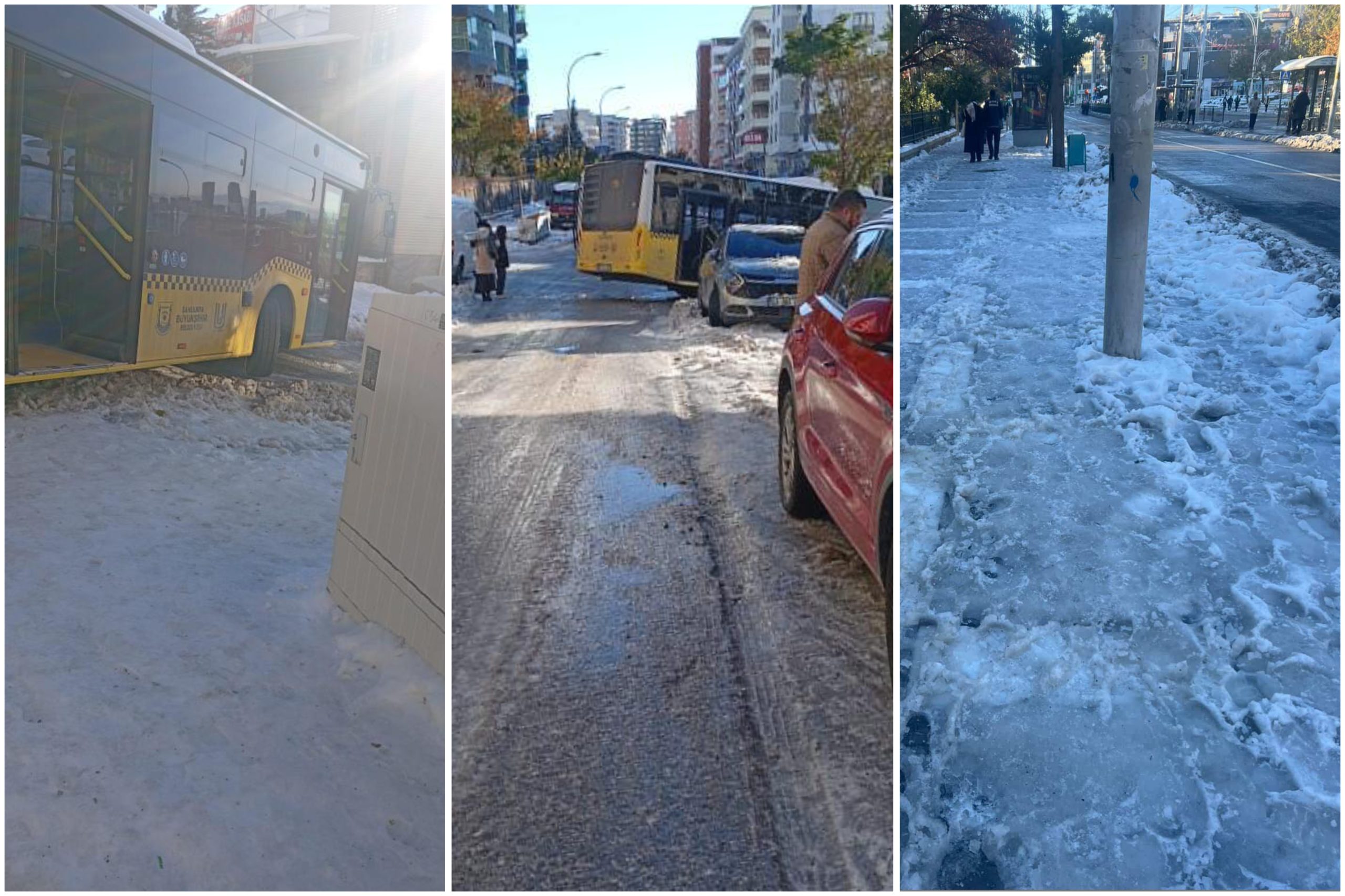 ŞANLIURFA’DA ETKİSİNİ ARTTIRAN SOĞUK HAVA NEDENİYLE YOLLAR BUZ PİSTİNE DÖNDÜ