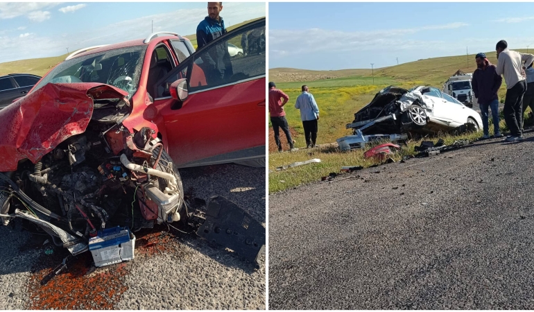 HARRAN’DA KORKUTAN KAZA: İKİ OTOMOBİL KAFA KAFAYA ÇARPIŞTI, 2 YARALI