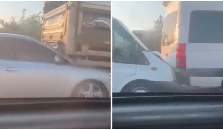 ŞANLIURFA’DA ZİNCİRLEME KAZA: OTOMOBİL KAMYONETİN ALTINA GİRDİ